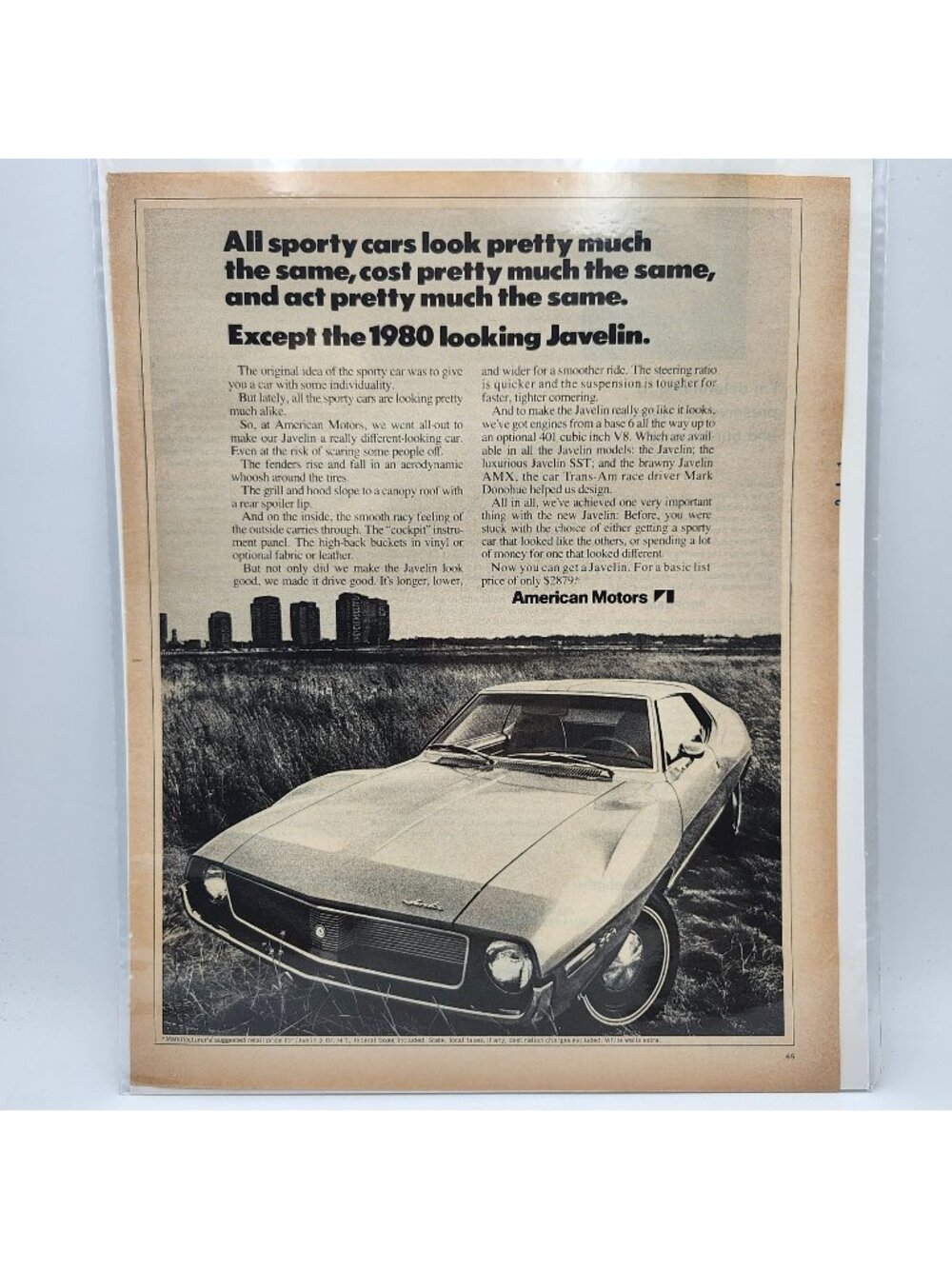 1971 American Motors AMC Javelin LIFE Magazine Print Ad Vintage